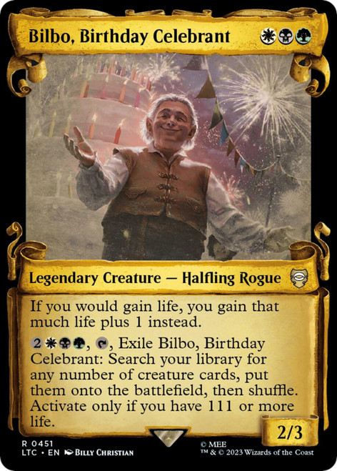 Bilbo, Birthday Celebrant (Showcase Scroll) (Silver Foil) | The Lord of the Rings Commander
