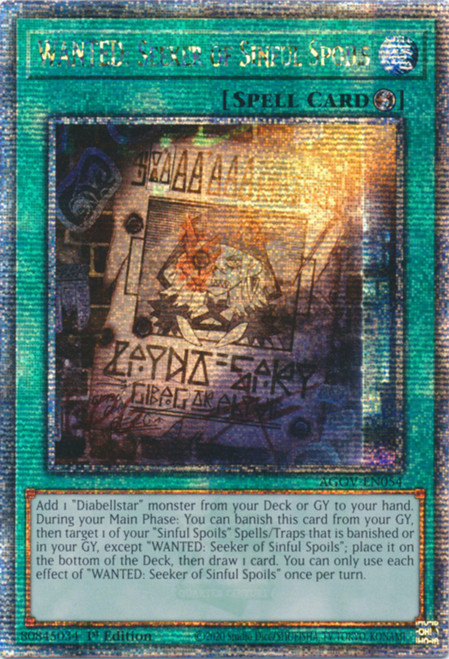 AGOV-EN054 WANTED: Seeker of Sinful Spoils (Quarter Century Secret Rare)
