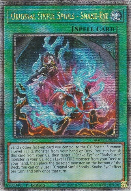 AGOV-EN057 Original Sinful Spoils – Snake-Eye (Quarter Century Secret Rare)