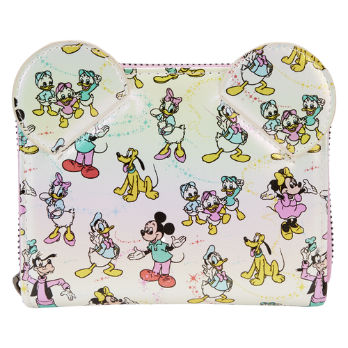 Disney: Disney100 Mickey & Friends Classic All-Over Print Iridescent Zip Around Wallet