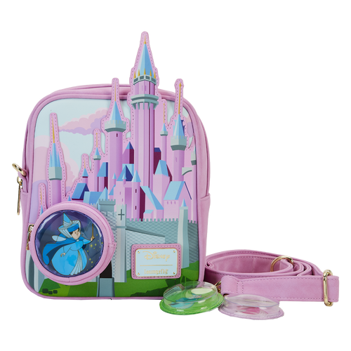 Disney: Sleeping Beauty Castle Three Good Fairies Stained Glass Crossbody Bag