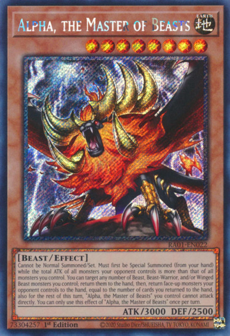 RA01-EN022 Alpha, the Master of Beasts (Platinum Secret Rare)