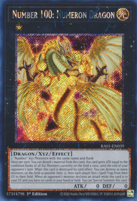 RA01-EN039 Number 100: Numeron Dragon (Platinum Secret Rare)