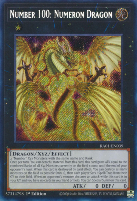 RA01-EN039 Number 100: Numeron Dragon (Secret Rare)