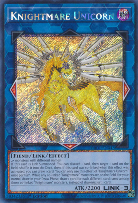 RA01-EN043 Knightmare Unicorn (Platinum Secret Rare)