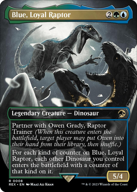 Blue, Loyal Raptor (Borderless Art) (Foil)