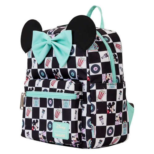 Disney: Mickey & Minnie Date Night Diner Checkered All-Over Print Nylon Mini Backpack