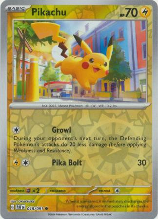 SV Paldean Fates 018/091 Pikachu (Reverse Holo) | Magic Madhouse SV Paldean Fates 018/091 Pikachu (Reverse Holo) | Magic Madhouse