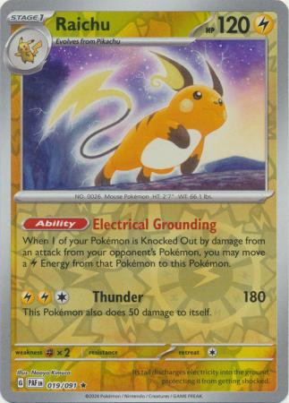SV Paldean Fates 019/091 Raichu (Reverse Holo)