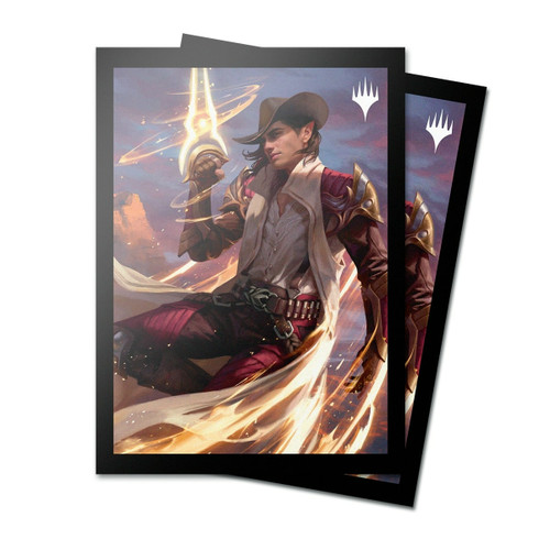 MTG Outlaws of Thunder Junction Deck Protector Sleeves Key Art featuring Kellan, the Kid (100)