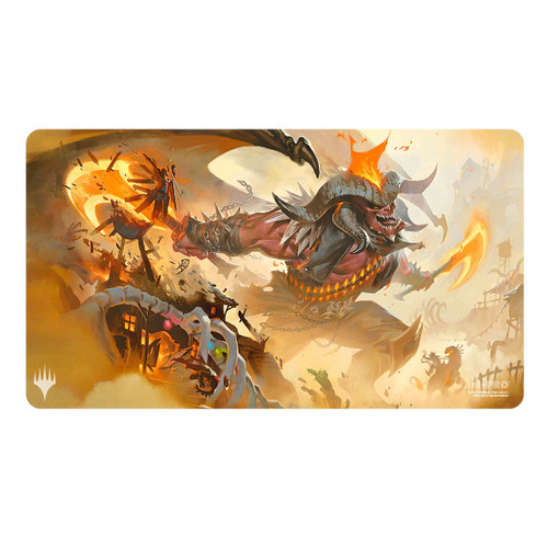 MTG Outlaws of Thunder Junction Playmat Key Art featuring Rakdos, the Muscle