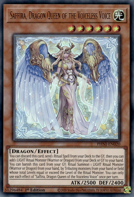 PHNI-EN020 Saffira, Dragon Queen of the Voiceless Voice (Ultra Rare)