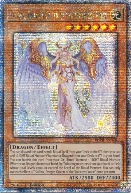 PHNI-EN020 Saffira, Dragon Queen of the Voiceless Voice (Quarter Century Secret Rare)