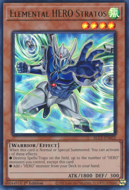 BLC1-EN022 Elemental HERO Stratos (Alternate Art) (Gold Ultra Rare)