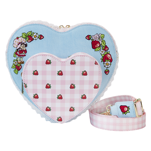 Strawberry Shortcake Denim Heart Crossbody Bag