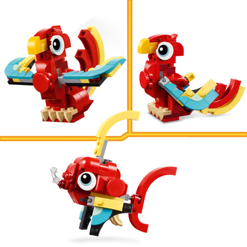 Creator 3in1 Red Dragon Animal Toy Set 31145