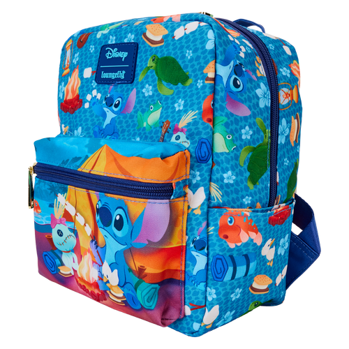 Disney: Lilo & Stitch Camping Cuties All-Over Print Nylon Square Mini Backpack