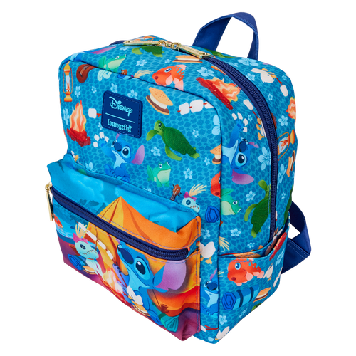 Disney: Lilo & Stitch Camping Cuties All-Over Print Nylon Square Mini Backpack