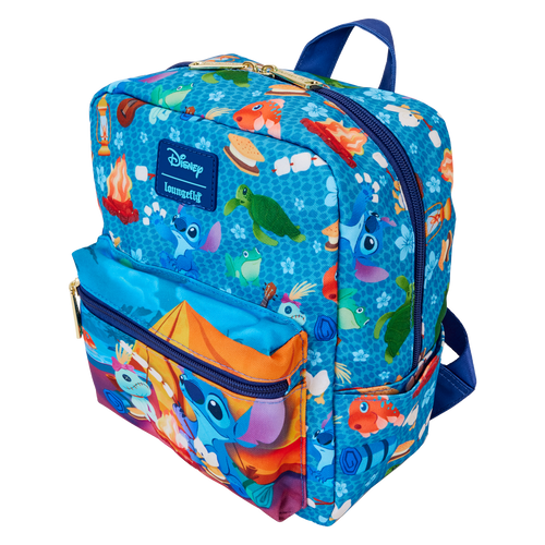 Disney: Lilo & Stitch Camping Cuties All-Over Print Nylon Square Mini Backpack