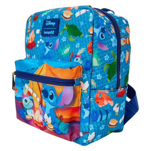 Disney: Lilo & Stitch Camping Cuties All-Over Print Nylon Square Mini Backpack