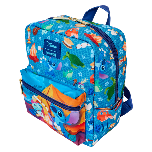 Disney: Lilo & Stitch Camping Cuties All-Over Print Nylon Square Mini Backpack