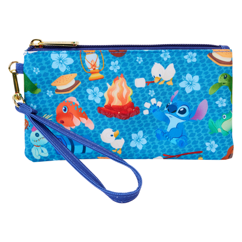 Disney: Lilo & Stitch Camping Cuties All-Over Print Nylon Zipper Pouch Wristlet