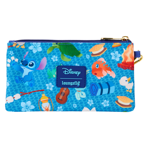 Disney: Lilo & Stitch Camping Cuties All-Over Print Nylon Zipper Pouch Wristlet