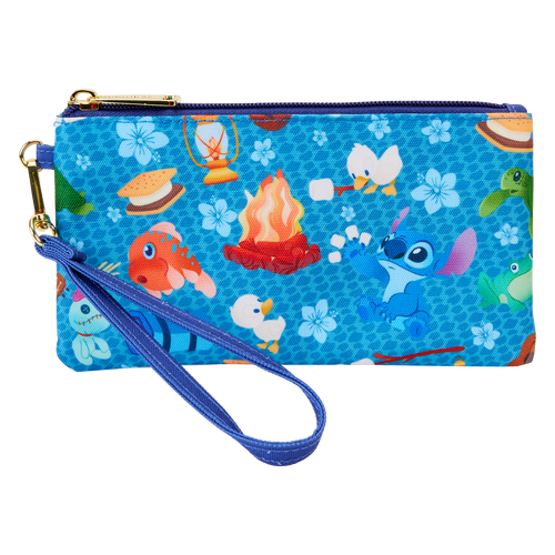 Disney: Lilo & Stitch Camping Cuties All-Over Print Nylon Zipper Pouch Wristlet