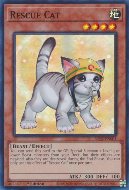 RA02-EN001 Rescue Cat (Alternate Art) (Ultimate Rare)