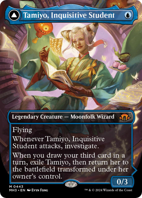 Tamiyo, Inquisitive Student // Tamiyo, Seasoned Scholar (Borderless Art)