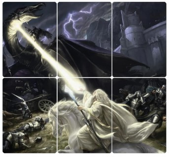 Gandalf in the Pelennor Fields - Set of 6 Holiday Scene Art Cards | The Lord of the Rings Commander