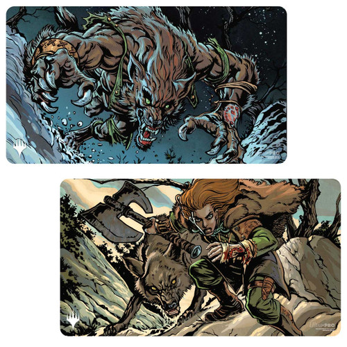 MTG Innistrad Remastered Double Sided Playmat Multi Mythic featuring Ravager of the Fells and Huntmaster of the Fells