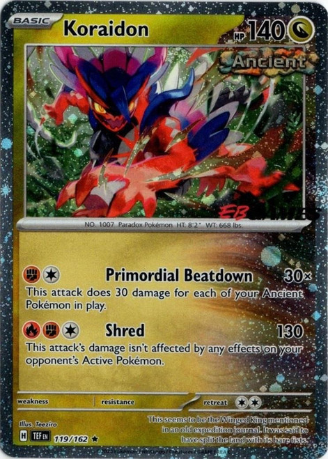 SV Temporal Forces 119/162 Koraidon (Cosmo Holo EB Games Stamp)