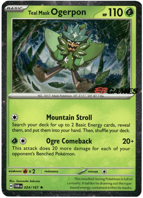 SV Twilight Masquerade 024/167 Teal Mask Ogerpon (Cosmo Holo EB Games Stamp)