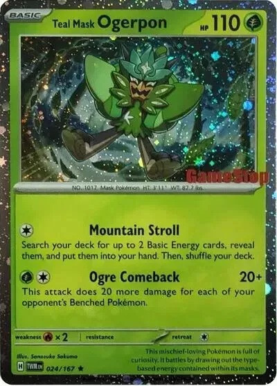 SV Twilight Masquerade 024/167 Teal Mask Ogerpon (Cosmo Holo GameStop Stamp)