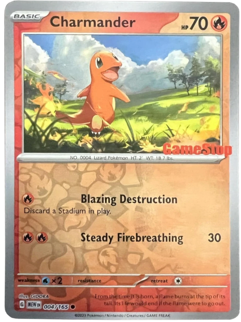 Scarlet & Violet 151 004/165 Charmander (Reverse Holo GameStop Stamp)