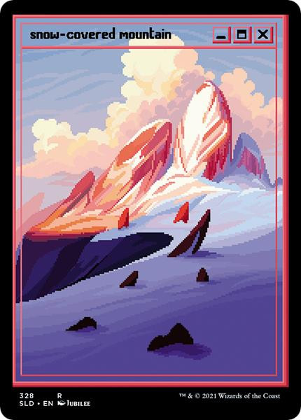 Snow-Covered Mountain (Foil) (Secret Lair - Pixelsnowlands.jpg)