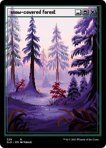 Snow-Covered Forest (Foil) (Secret Lair - Pixelsnowlands.jpg)