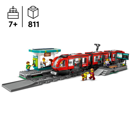 City Downtown Tram and Station Building Toy Set 60423