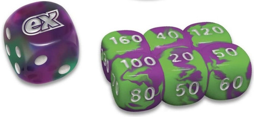 SV Shrouded Fable Green & Purple Die w/ Green & Purple (small) Dice