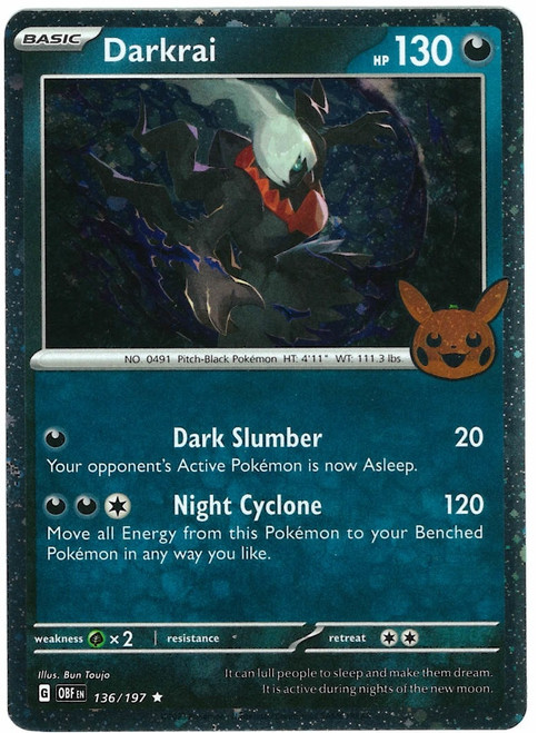 SV Obsidian Flames 136/197 Darkrai (Pikachu Pumpkin Cosmo Holo Stamp)