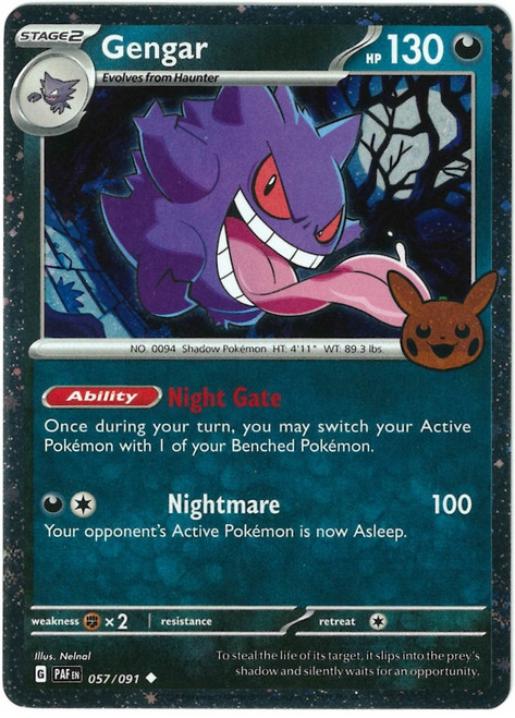 SV Paldean Fates 057/091 Gengar (Pikachu Pumpkin Cosmo Cosmo Holo Stamp)