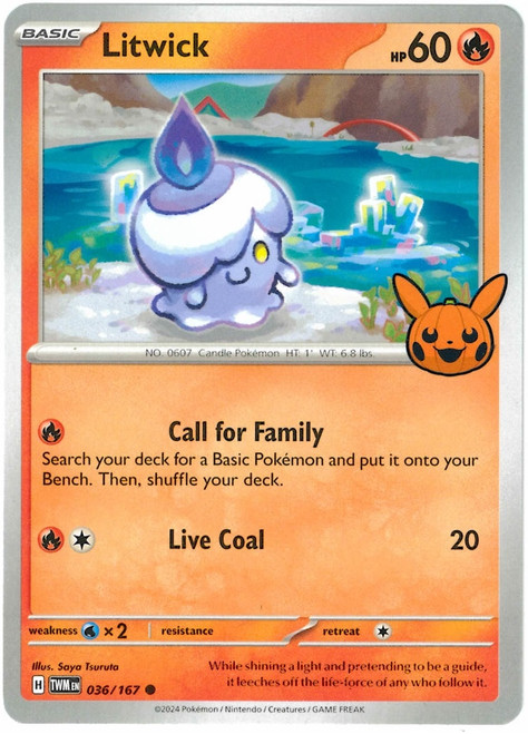 SV Twilight Masquerade 036/167 Litwick (Pikachu Pumpkin Stamp)
