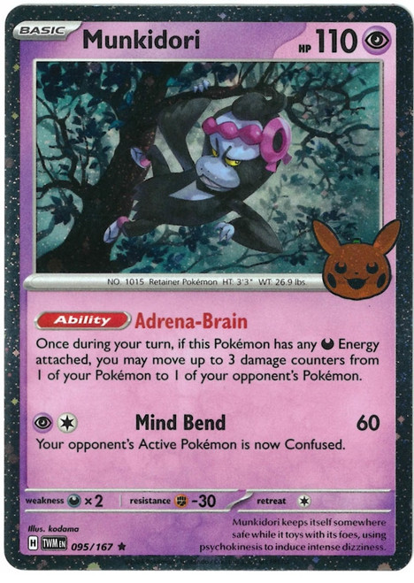 SV Twilight Masquerade 095/167 Munkidori (Pikachu Pumpkin Cosmo Holo Stamp)