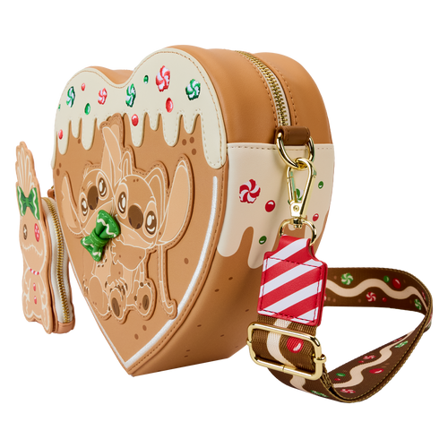 Disney: Lilo & Stitch Angel and  Stitch Gingerbread Heart Crossbody Bag