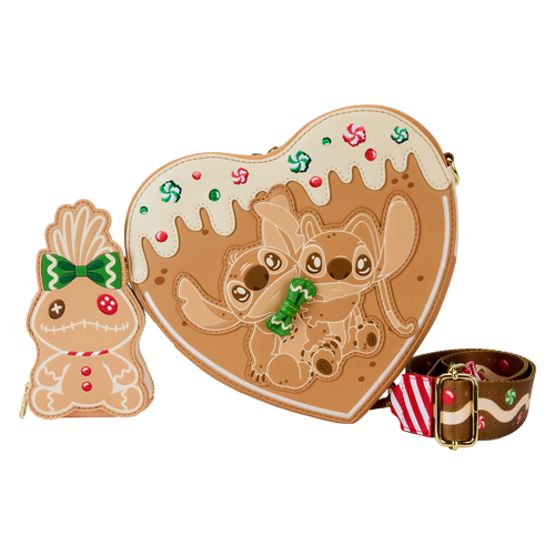 Disney: Lilo & Stitch Angel and  Stitch Gingerbread Heart Crossbody Bag