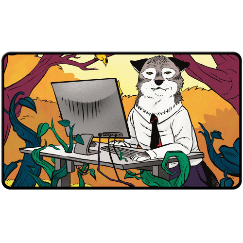 MTG Secret Lair - Sale 4 2024 - Not A Wolf Black Stitched Playmat Standing Desk Wolf Token for Magic: The Gathering