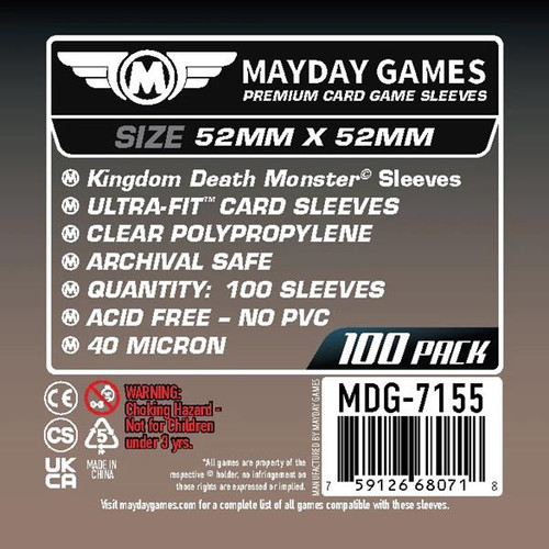 Mayday Clear Card Sleeves 52mm x 52mm (100)