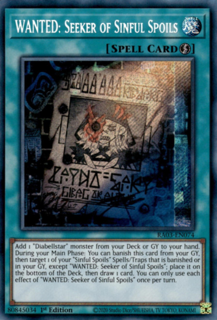RA03-EN074 WANTED: Seeker of Sinful Spoils (Secret Rare)