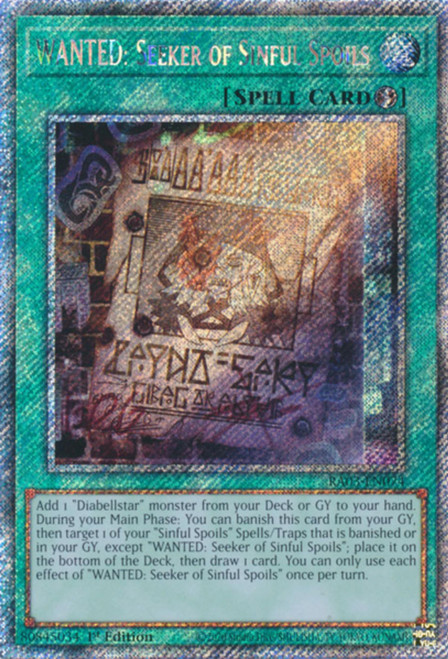 RA03-EN074 WANTED: Seeker of Sinful Spoils (Platinum Secret Rare)